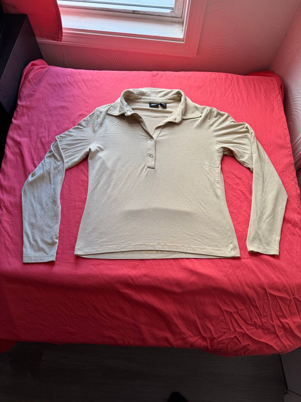 Vintage Y2K Mossimo Stretch Soft Rayon Long Sleeve Polo Shirt - Medium